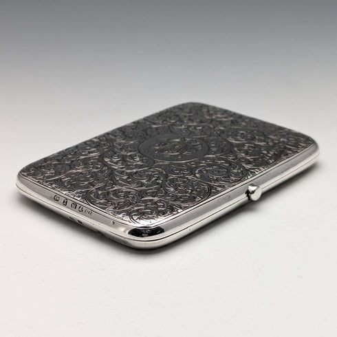 1897 British Antique Sterling Silver Double Door Card Case 122g Deakin and Francis