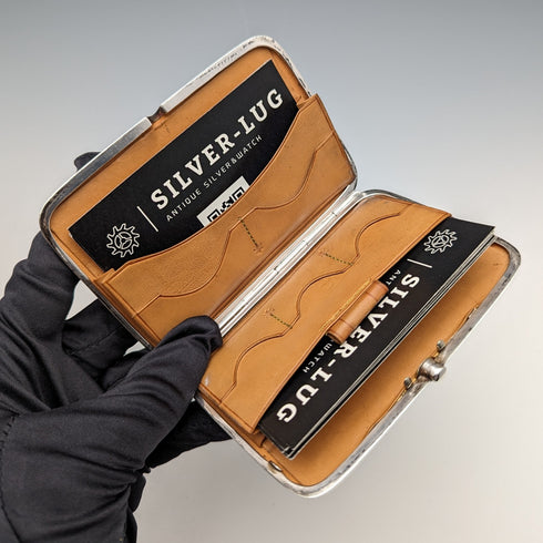 1897 British Antique Sterling Silver Double Door Card Case 122g Deakin and Francis