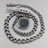 Circa 1900 British Antique Sterling Silver Albert Chain 35g 2 Color Rotating Fob