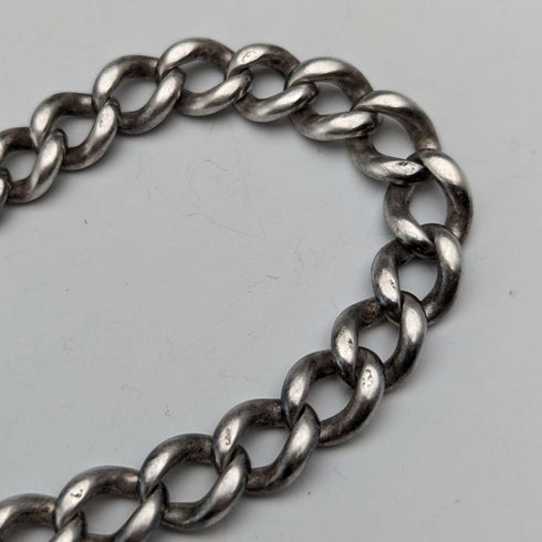 1900年頃 英国アンティーク 純銀製アルバートチェーン 35g 2色回転フォブ