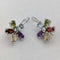 British Vintage Jewelry Diamond & Multi-Stone Flower Sterling Silver Earrings