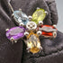 British Vintage Jewelry Diamond & Multi-Stone Flower Sterling Silver Earrings