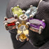 British Vintage Jewelry Diamond & Multi-Stone Flower Sterling Silver Earrings