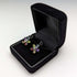 British Vintage Jewelry Diamond & Multi-Stone Flower Sterling Silver Earrings