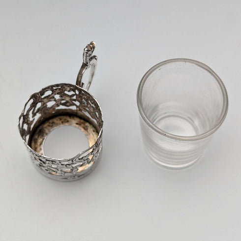 1906 British Antique Sterling Silver Holder Liqueur Glass Set of 5 Marks and Cohen Case