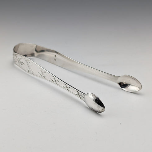 Circa 1800 British Antique Sterling Silver Sugar Tongs 33g Stephen Adams II