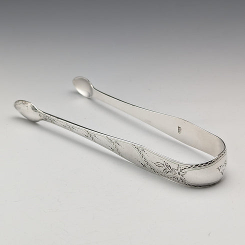 Circa 1800 British Antique Sterling Silver Sugar Tongs 33g Stephen Adams II