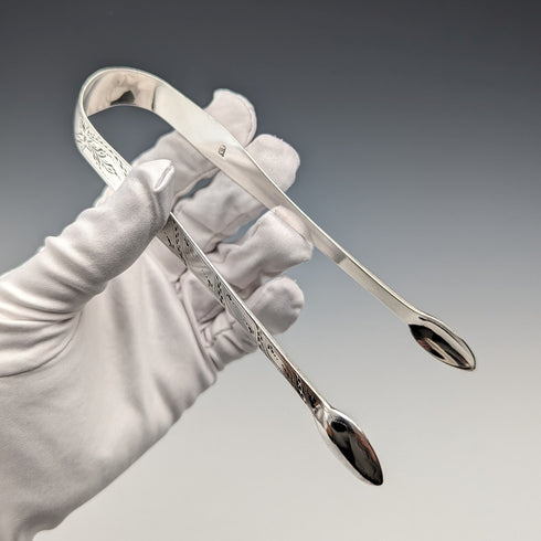 Circa 1800 British Antique Sterling Silver Sugar Tongs 33g Stephen Adams II