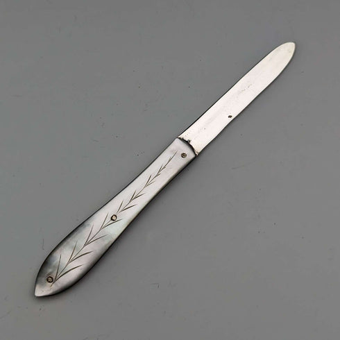 1884 British Antique White Pearl Handle Sterling Silver Blade Penknife Hilliard and Thomason