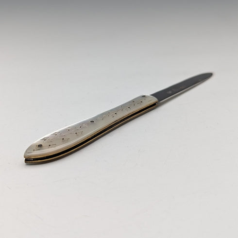 1884 年英國古董白色珍珠手柄純銀刀片小刀 Hilliard and Thomason