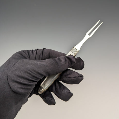Early 19th Century British Antique White Pearl Handle Sterling Silver Blade Folding Fork