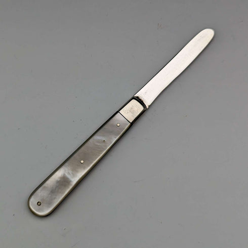 1914 British Antique White Pearl Handle Sterling Silver Blade Penknife Henry Williamson