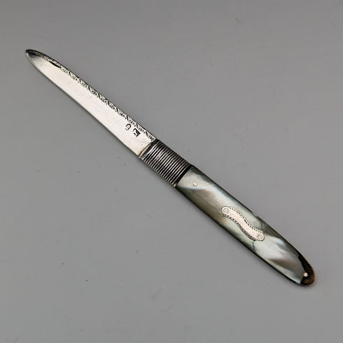 19 世紀早期格魯吉亞英國古董白色珍珠手柄純銀刀片小刀