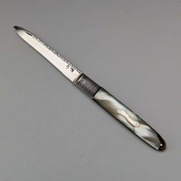 Early 19th Century Georgian British Antique White Pearl Handle Sterling Silver Blade Penknife