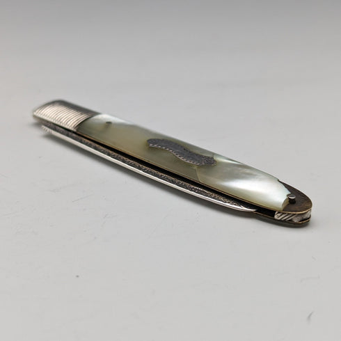 19 世紀早期格魯吉亞英國古董白色珍珠手柄純銀刀片小刀