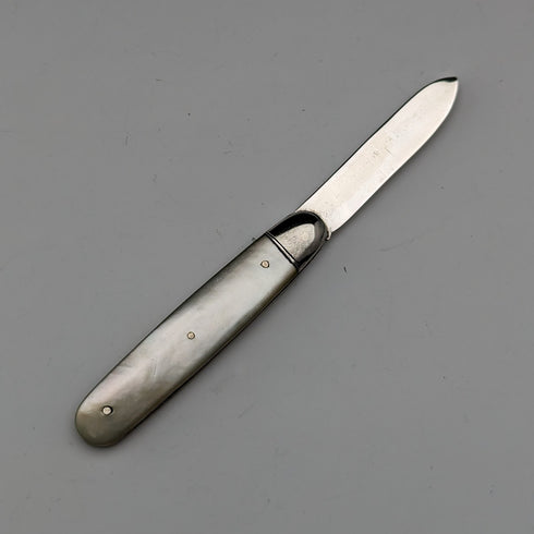 1911 年英國古董白色珍珠手柄純銀刀片小刀 Thomas Marples