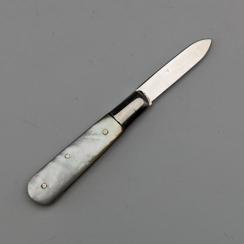 1930 British Vintage White Pearl Handle Sterling Silver Blade Penknife William Needham