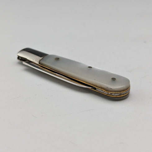 1930 British Vintage White Pearl Handle Sterling Silver Blade Penknife William Needham