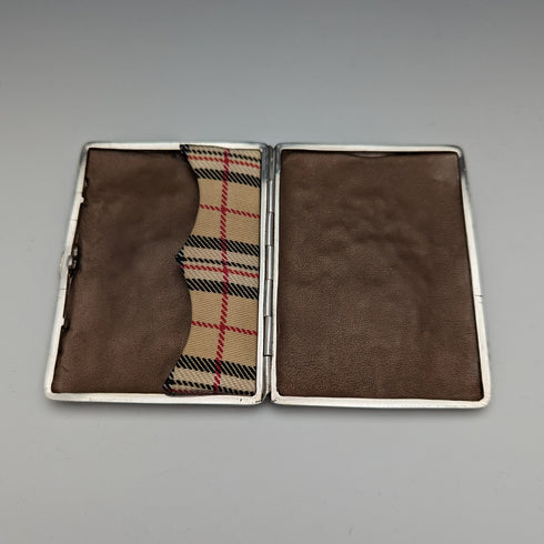 1900 British Antique Angel Sculpture Double Open Sterling Silver Card Case 117g WILLIAM COMYNS