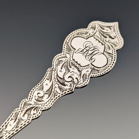 1900年頃 英国アンティーク 純銀製 スプーン、ナプキンリングセット 計36g ケース入 Hilliard and Tomason