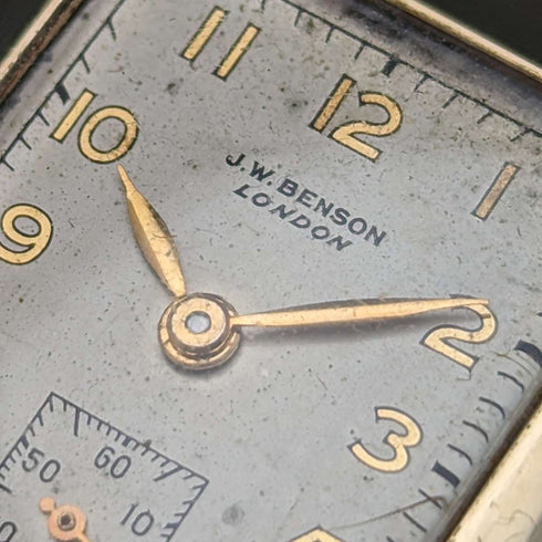 1949 年英國復古 Benson K9 純金直角 Dennison 錶殼機械手錶運作良好