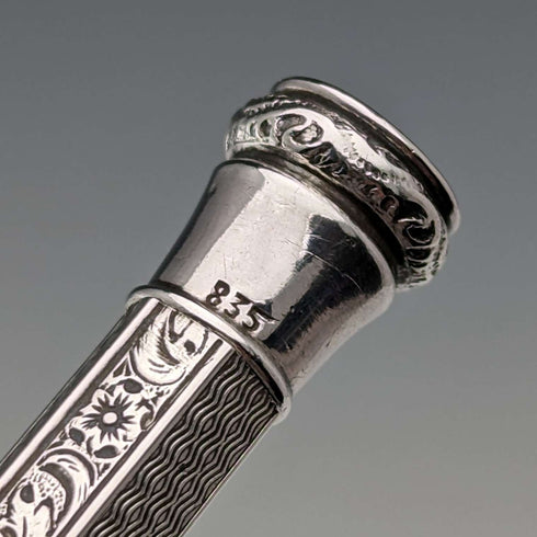 Early 20th Century Antique Flower Engraving 835 Silver Propelled Mechanical Pencil