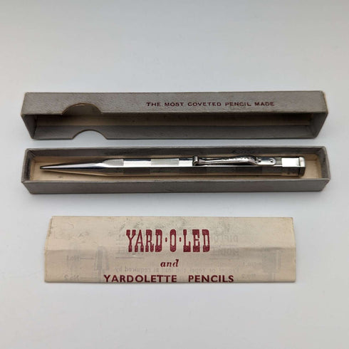 British Vintage Yard O' Red Rhodium Plated Hexagon Propelled Pencil in Paper Box