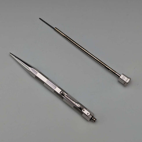 British Vintage Yard O' Red Rhodium Plated Hexagon Propelled Pencil in Paper Box