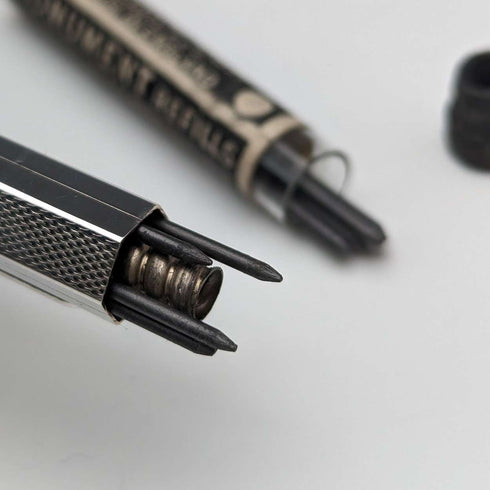 British Vintage Yard O' Red Rolled Silver Hexagon Propelled Pencil in Case