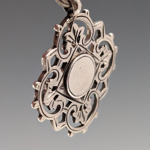 1900年頃 英国アンティーク 純銀製アルバートチェーン62g メダルフォブ