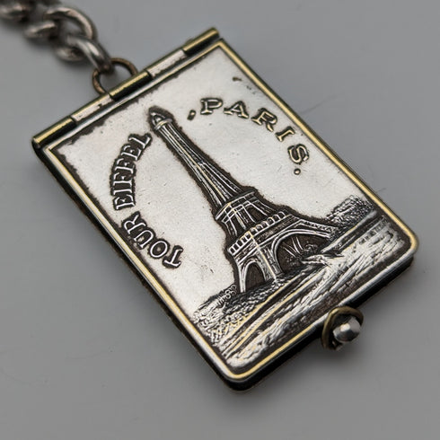 Circa 1920 British Antique Sterling Silver Albert Chain 61g Mini Album Fob