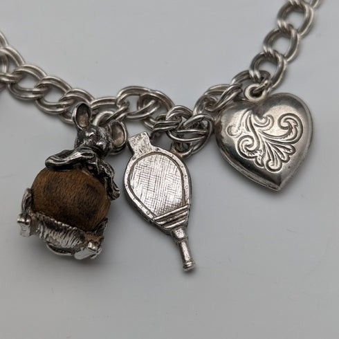 英国ヴィンテージ 純銀製 チャームブレスレット 37g