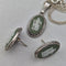 British Vintage Wedgwood Sterling Silver & Green Jasper Pendant and Earrings Set