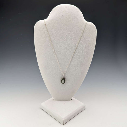 British Vintage Wedgwood Sterling Silver & Green Jasper Pendant and Earrings Set