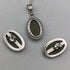 British Vintage Wedgwood Sterling Silver & Green Jasper Pendant and Earrings Set
