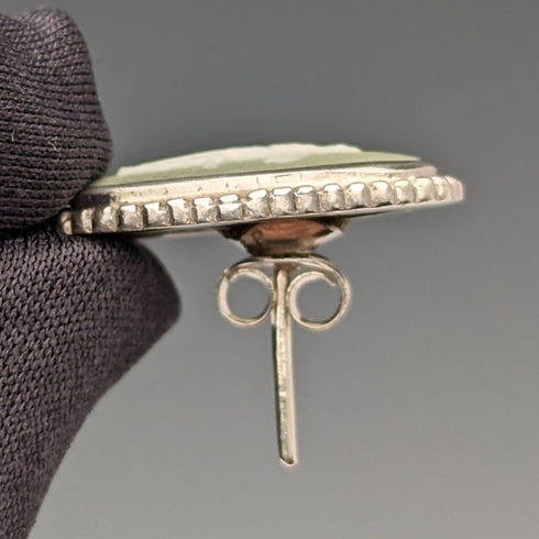 British Vintage Wedgwood Sterling Silver & Green Jasper Pendant and Earrings Set