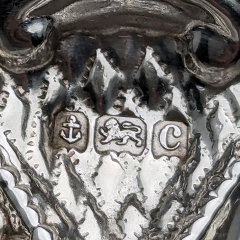 1902 年英國古董純銀花盤 43 克 Walker 與 Hall