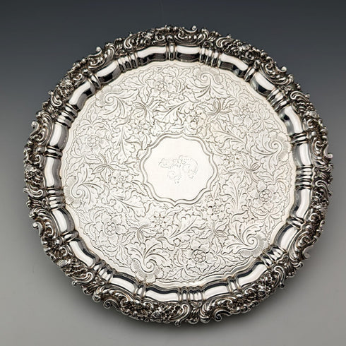 Circa 1825 British Antique Sheffield Plate Card Tray Diameter 23cm