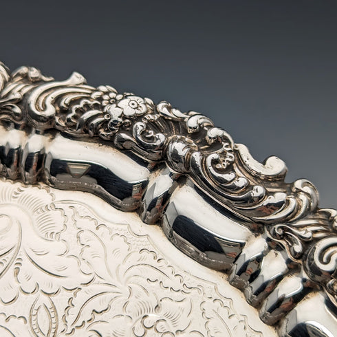 Circa 1825 British Antique Sheffield Plate Card Tray Diameter 23cm