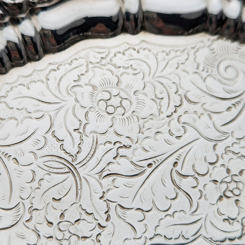 Circa 1825 British Antique Sheffield Plate Card Tray Diameter 23cm