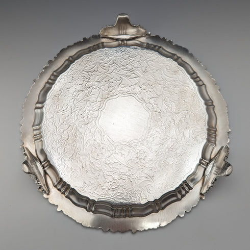 Circa 1825 British Antique Sheffield Plate Card Tray Diameter 23cm