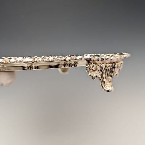 Circa 1825 British Antique Sheffield Plate Card Tray Diameter 23cm