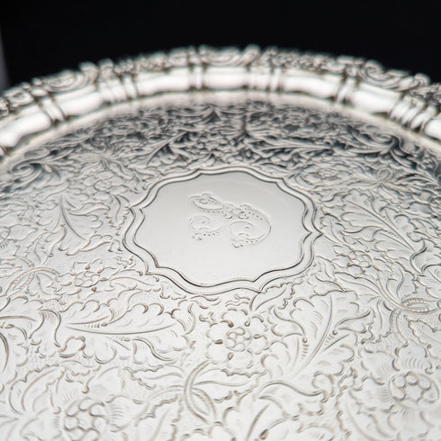 Circa 1825 British Antique Sheffield Plate Card Tray Diameter 23cm