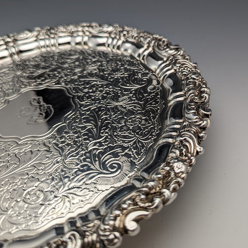 Circa 1825 British Antique Sheffield Plate Card Tray Diameter 23cm