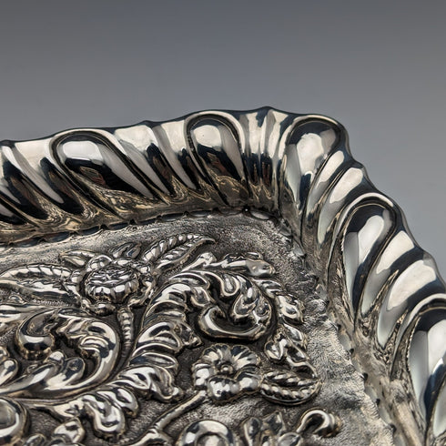 1901 British Antique Sterling Silver Relief Engraved Dressing Table Tray 297g George Nathan and Ridley Hayes