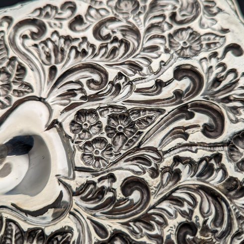 1901 British Antique Sterling Silver Relief Engraved Dressing Table Tray 297g George Nathan and Ridley Hayes