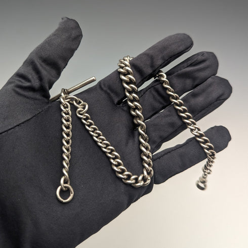 1902年頃 英国アンティーク 純銀製アルバートチェーン 54g