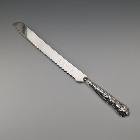 1969 British Vintage Sterling Silver Handle Bread Knife Harrison Brothers