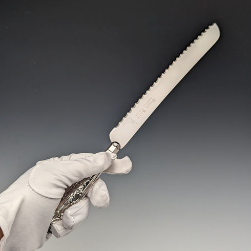 1969 British Vintage Sterling Silver Handle Bread Knife Harrison Brothers