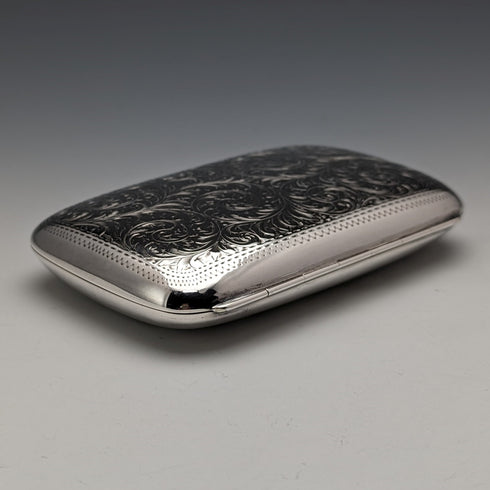 1902 British antique sterling silver cigar case 133g HD